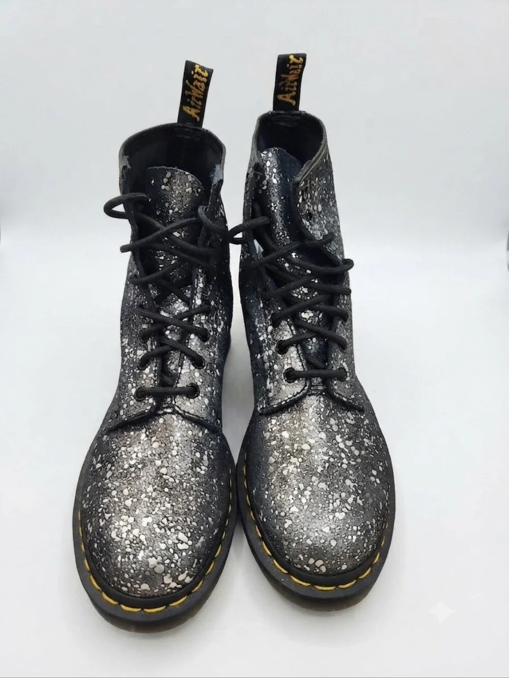 ​Dr. Martens Metallic Paint Splatter Combat Boots - US Men's 9, Women's 10